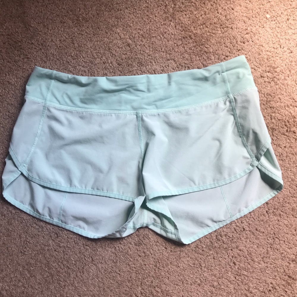 Light Teal Lululemon speed shorts